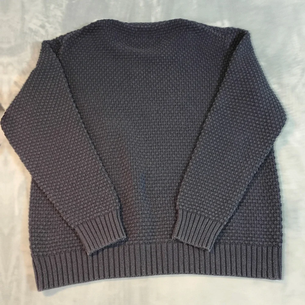 Old Navy Mens XL Navy Blue Cable Knit Waffle Textured Crewneck Sweater Pullover